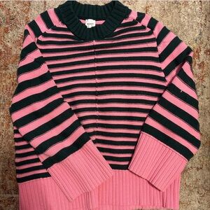 Maeve Pink and Green Striped Turtleneck Sweater